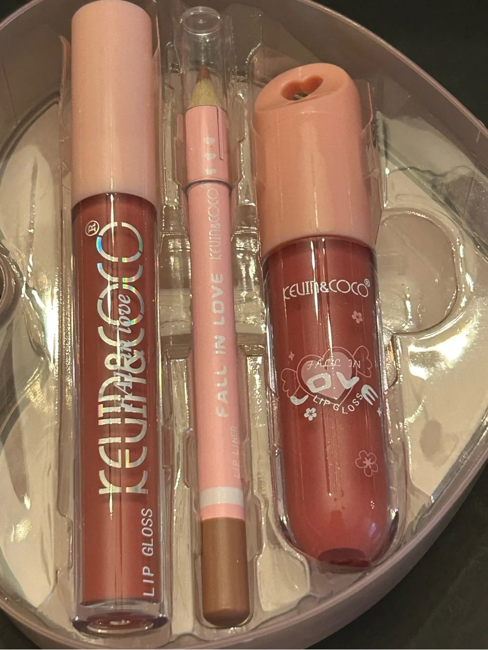 Kevin & Coco Fall in Love Pink Lip 👄 Gloss Set of (3) Three NEW